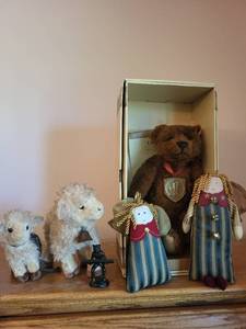 Set of Louis Teddy Bear 44 and Plush Lambs with Angel Dolls