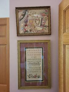 lot 741 image: Antique Framed Embroidery Sampler and Crazy Quilt Art