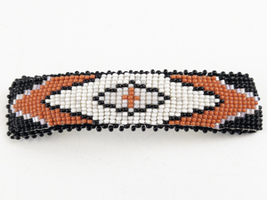 lot 11 image: Orange, Black, & White Native American Glass Bead Barrette.