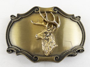 lot 41 image: Raintree  1978 Deer brass Belt Buckle.