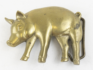 lot 42 image: Baron Buckle  1978 Pig Solid Brass Belt Buckle.