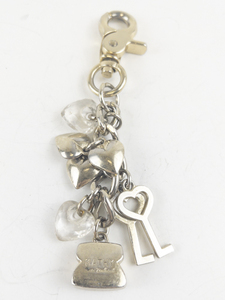 lot 47 image: Kathy Van Zeeland  Hearts, Keys, & Locks Gold Tone Base Metal Key Chain.