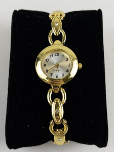 lot 60D image: Classy Gold Tone stainless steel and base metal Quartz Analog watch. New Battery Installed