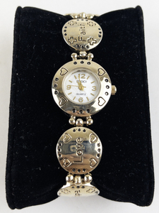 lot 60K image: Ladys Studio Time Affirmation Gold Tone stainless steel and base metal Quartz Analog watch. New Battery Installed