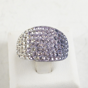 lot 67 image: Au Ombre Purple & White Crystal Sterling Silver Statement Ring . Size 7 - 7.25.