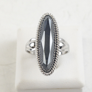 lot 69 image: Hematite Sterling Silver Statement Ring . Size 6.75 - 7.