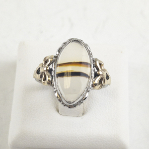 lot 75 image: Vintage Striped Sterling Silver Ring. Size 5.75 - 6.