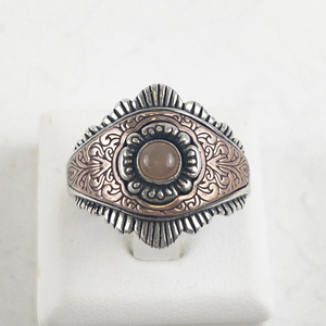 lot 77 image: Fritz Casuse for Carolyn Pollack Southwestern Eye Sterling Silver & Copper Statement Ring . Size 11 - 11.25.