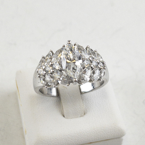 lot 85 image: Marquise Cut CZ Sterling Silver Engagement Style Ring. Size 10 - 10.25.