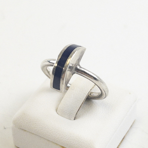 lot 97 image: Lapis Inlaid Sterling Silver Ring. Size 7.75 - 8.