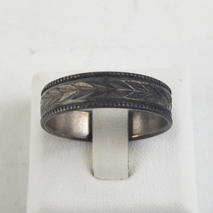 lot 98 image: Wheeler Manufacturing  Mens Chevron Copper Band. Size 11 - 11.25.