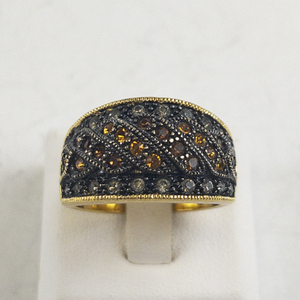 lot 101 image: Joan Rivers Orange & White Crystal Inlay Gold Tone Base Metal Statement Ring . Size 9.75 - 10.