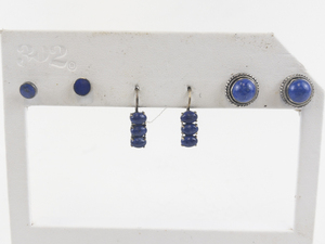 lot 133 image: Group Of 3 Lapis Sterling Silver Earrings .