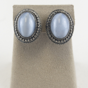 lot 135 image: Topazio Jewelry  Synthetic Blue Stone Sterling Silver Screw-Back Non-Pierced Earrings.