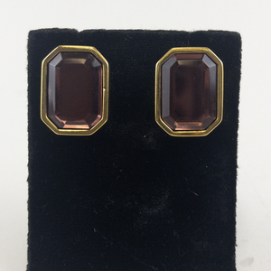 lot 141 image: Joan Rivers Mauve Rhinestone Gold Tone Base Metal Stud Earrings .