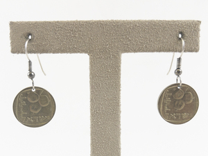 lot 151 image: Coin Gold Tone Base Metal Dangle Earrings .