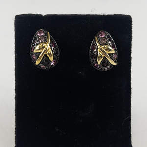 lot 154 image: Joan Rivers Purple Midnight Rhinestone Egg Base Metal Stud Earrings .