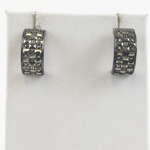 lot 155 image: Marcasite Sterling Silver Hoop Earrings .