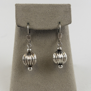 lot 159 image: Ball Lantern Sterling Silver French Wire Earrings .