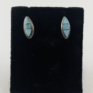 lot 160 image: Turquoise Silver Tone Base Metal Stud Earrings .