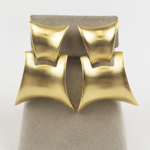 lot 163 image: Anne Klein Hinged Door Knocker Gold Tone Base Metal Clip-On Earrings .