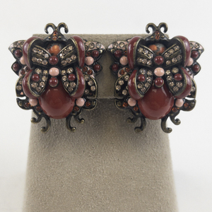 lot 166 image: Joan Rivers Red Butterfly Base Metal Clip-On Earrings .