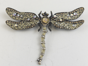 lot 189 image: Joan Rivers Rhinestone & Enamel Dragonfly Base Metal Brooch.