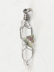 lot 225 image: Wire Wrapped Crystal Sterling Silver pendant (no chain).