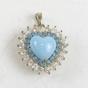 lot 239 image: Turquoise & CZ gold tone Base Metal pendant (no chain).