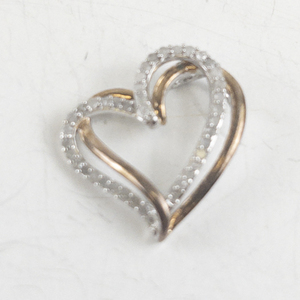 lot 240 image: Natural Diamond Double Heart Rose Gold Over Sterling Silver Slide Pendant (no chain).