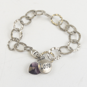 lot 244 image: Sjc Interconnected Oval Link Sterling Silver Chain Bracelet .