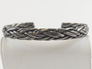 lot 254 image: Woven Sterling Silver Cuff Bracelet.