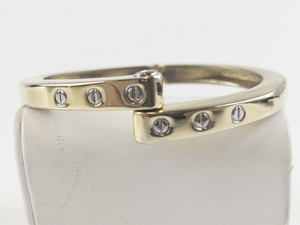 lot 257 image: Modern Eternity Two Tone Base Metal Hinged Cuff Bracelet.
