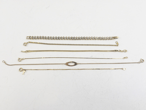 lot 262 image: Group of 6  Gold Tone Base Metal Tennis Bracelet.