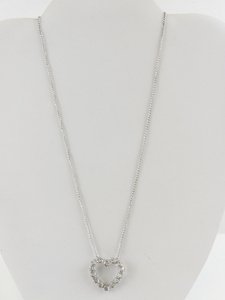 lot 270 image: Cz Heart Sterling Silver Pendant Necklace .