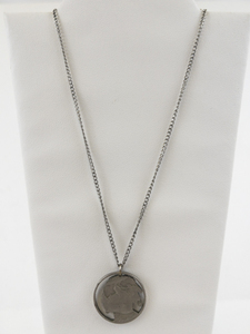 lot 287 image: 1929 Buffalo Nickle Cutout Sterling Silver Pendant Necklace .
