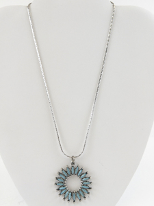 lot 297 image: Turquoise Silver Tone Base Metal Pendant Necklace .