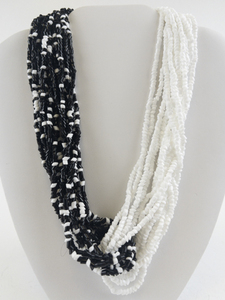 lot 316 image: Black & White Multi-Strand Bead Necklace.