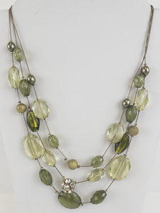 lot 317 image: Various Green Tripple Strand Bead Necklace.