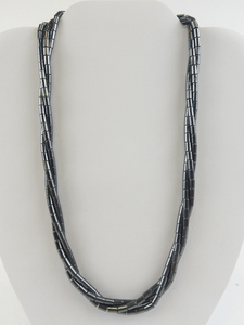 lot 319 image: Twisted Tripple Hematite Bead Necklace.
