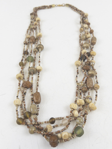 lot 328 image: Various Natural Colored Beaded Multi-Strand Bead Necklace.
