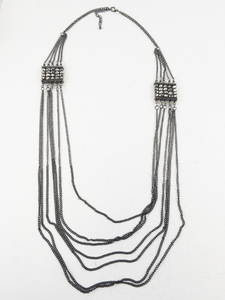 lot 332 image: Silver Tone Base Metal Multi-Strand Necklace.