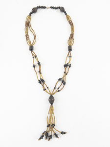 lot 333 image: Brown Neutral Colored Multi-Strand Bead Necklace.