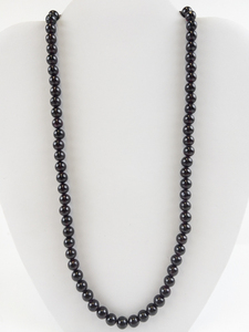 lot 337 image: Natural Round Polished Garnet Sterling Silver Bead Necklace.