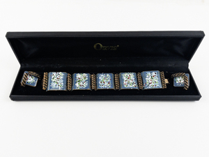 lot 269 image: Matisse  Vintage Speckled Enamel Copper Panel Bracelet. With Clip On Earrings