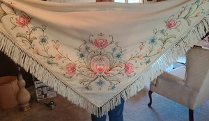 lot 13 image: Handmade Embroidered Shawl