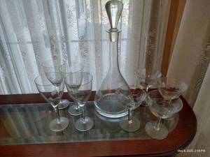 lot 199 image: Etched Decanter & Stemware