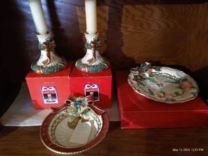 lot 232 image: Fitz & Floyd Plate, Bowl & Candlesticks