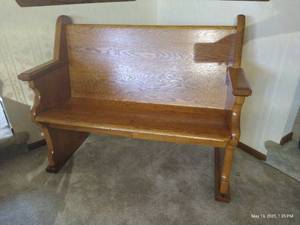 lot 248 image: Vintage Wooden Church Pew - Solid