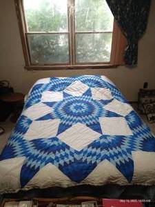 lot 317 image: Queen Bed With Handmade Star Quilt